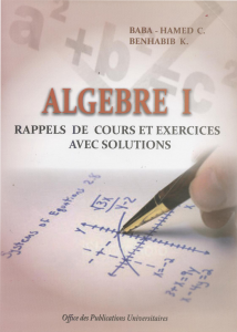 Algébre I rappels de cours et exercices corrigés